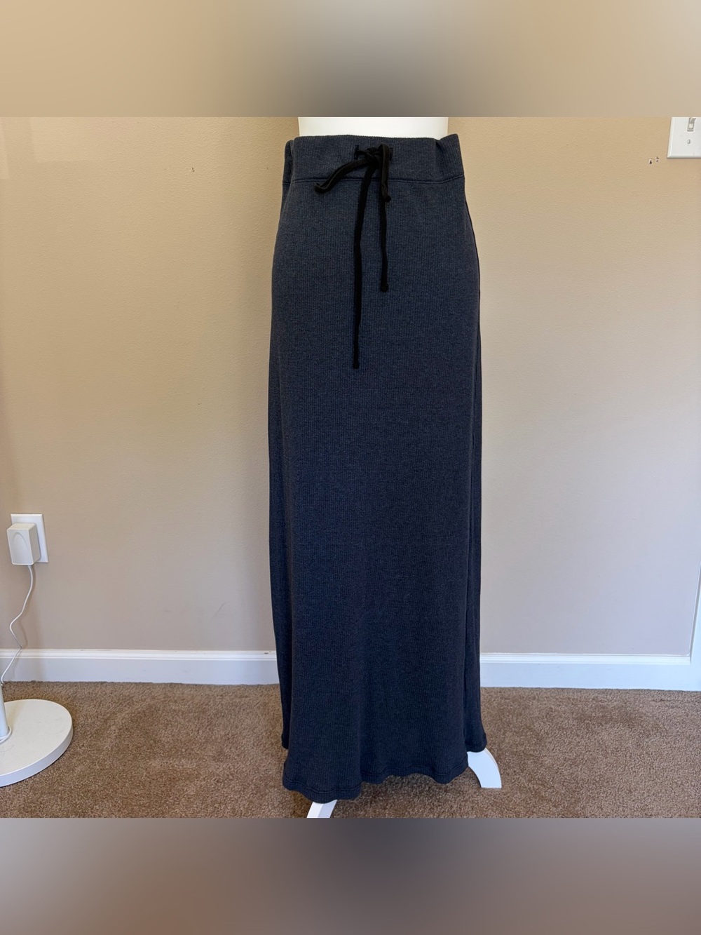 James Perse Standard Maxi Skirt Ribbed Knit Lounge Minimalist USA Sz 4 EUC - Picture 12 of 14